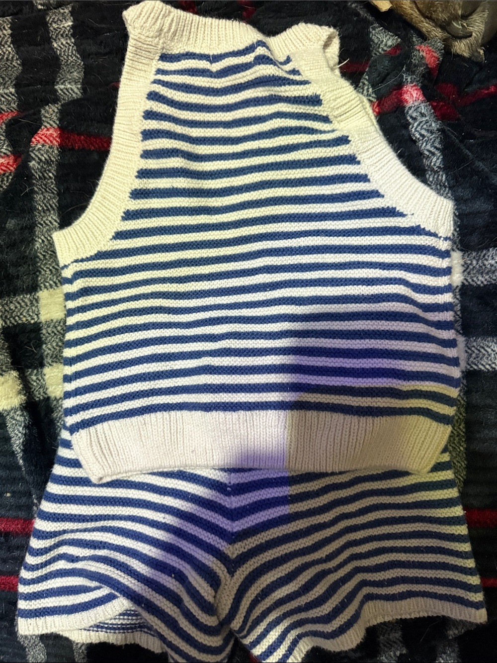Cat & Jack cream and Navy Striped Knit Tank & Short Set - Picture 4 of 4